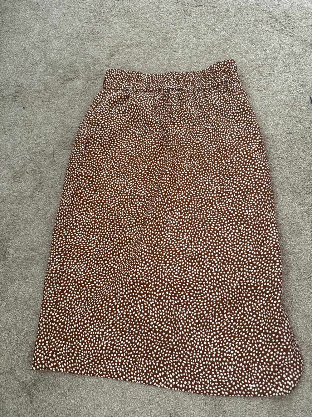 J. Crew Brown and White Spotted Midi Skirt
